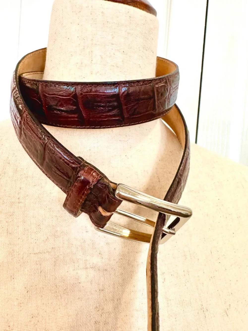 Men's L/37 Mock Alligator Leather Belt by Charles Tyrwhitt London, Made in Italy